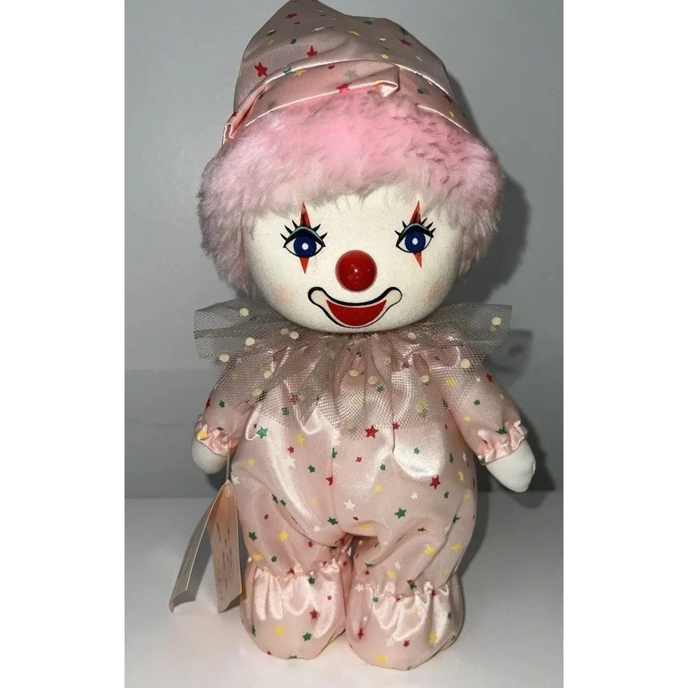 musical wind up clown doll moving head  Pink 10